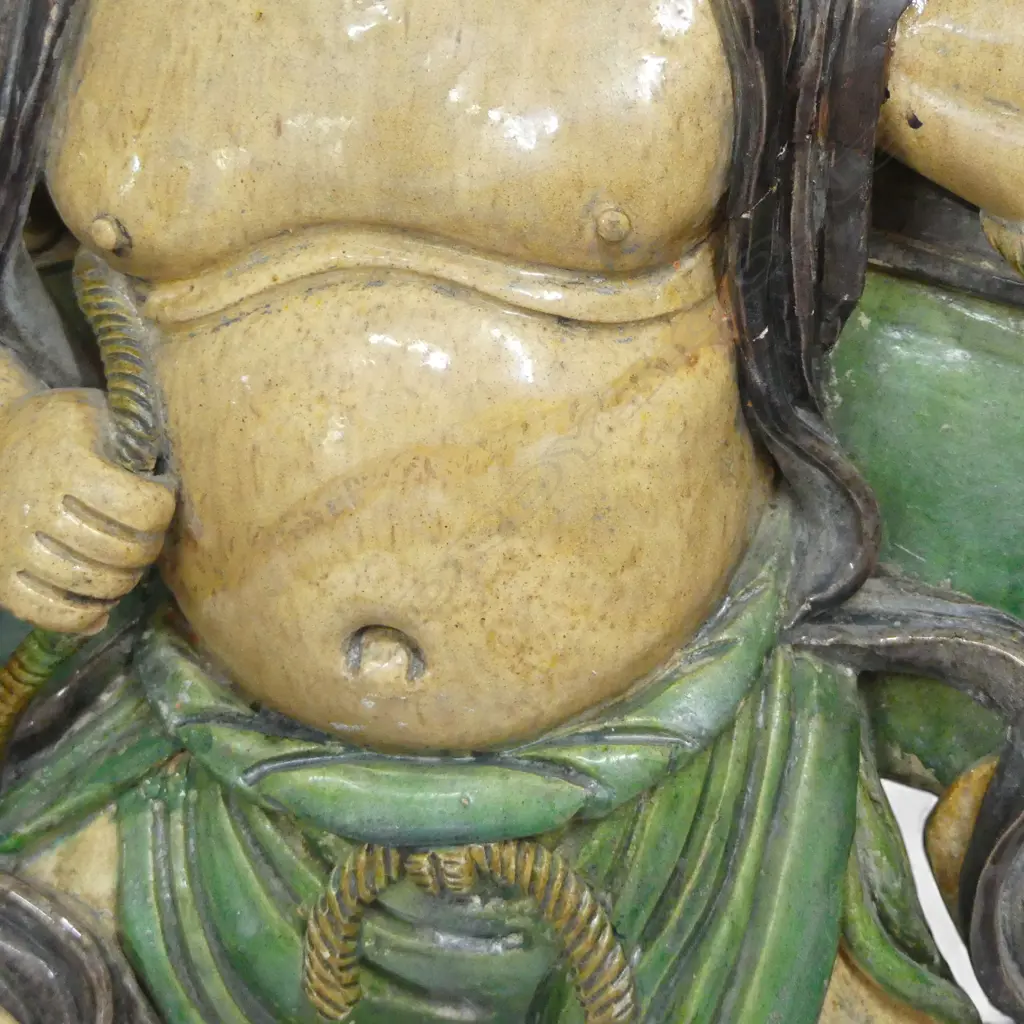 PR ORIENTAL CERAMIC TEMPLE FU LIONS, ONE WITH FAULTS AND RESTAURED PARTS 700x300x600mm Image 1++