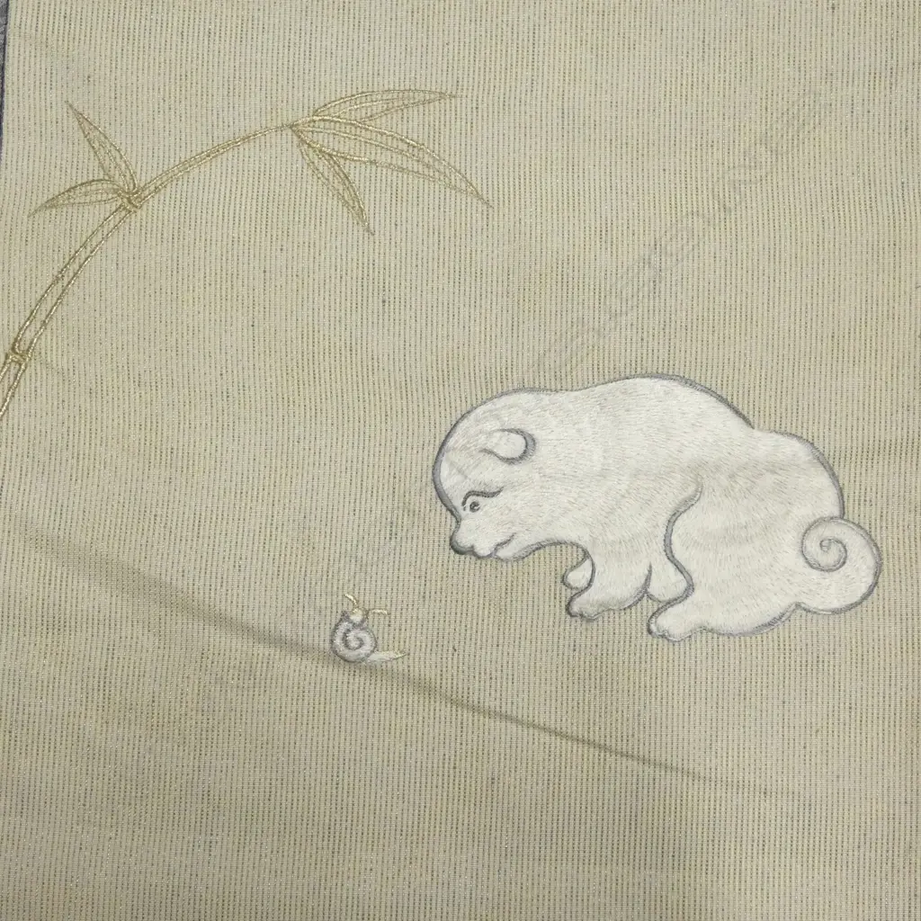 5 VARIOUS VINTAGE JAPANESE FINE KIMONO ONE SNAKE SKIN PAT ONE WITH EMBROIDERED  PUPPY Image 1++
