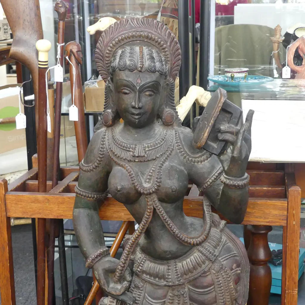 CARVED WOODEN BALINESE DANCER H.980mm Image 1++