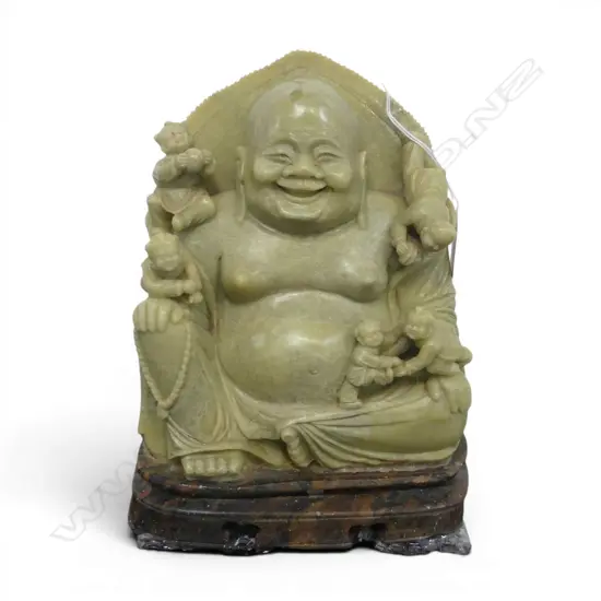CARVED SOAPSTONE BUDDHA H.235mm