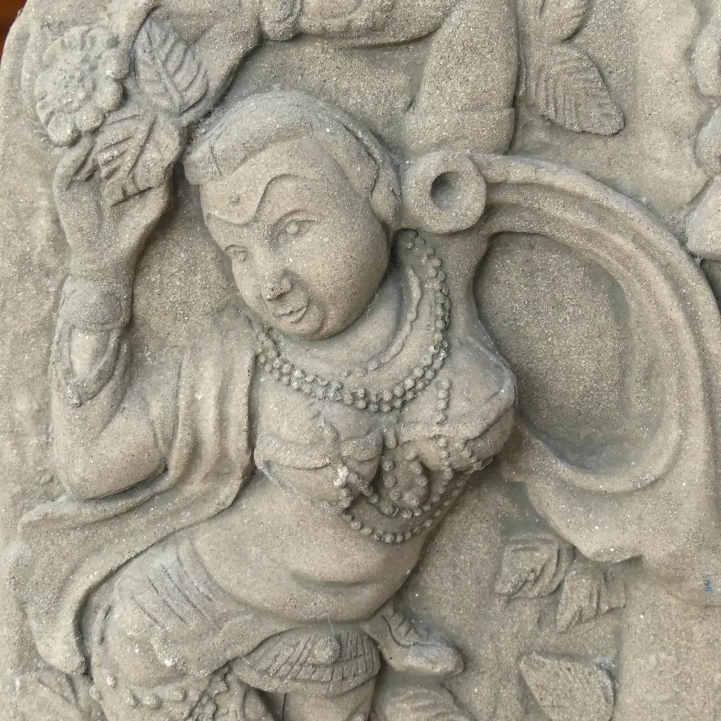 INDIAN CEMENT PANEL OF A DANCER, ON STAND H.375mm Image 1++