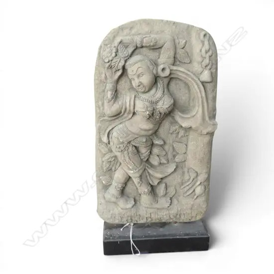 INDIAN CEMENT PANEL OF A DANCER, ON STAND H.375mm