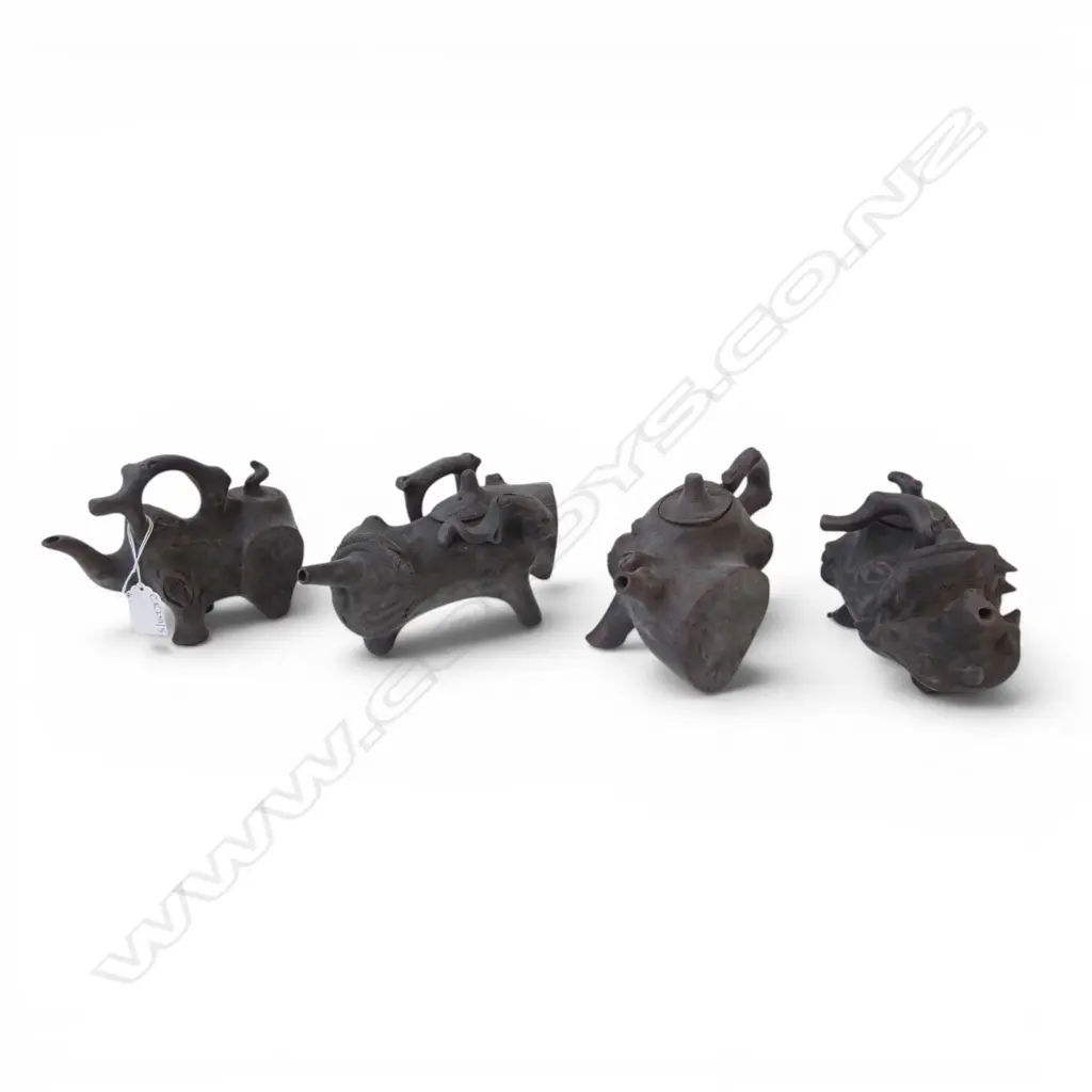 4 YIXING WARE TEAPOTS (FORMS A GNARLED BRANCH / DRAGON L.540mm) Image 1++