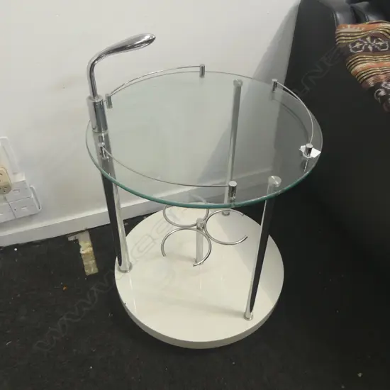 CHROME & GLASS DRINKS TROLLEY H.750mm