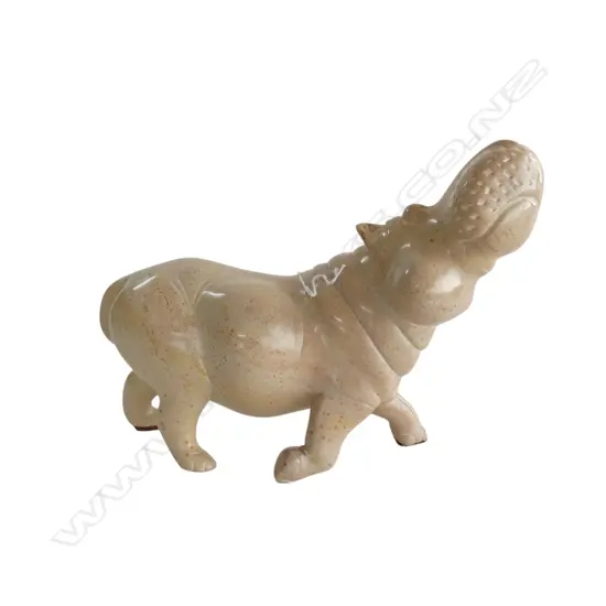 CARVED STONE HIPPOPOTAMUS L.280mm