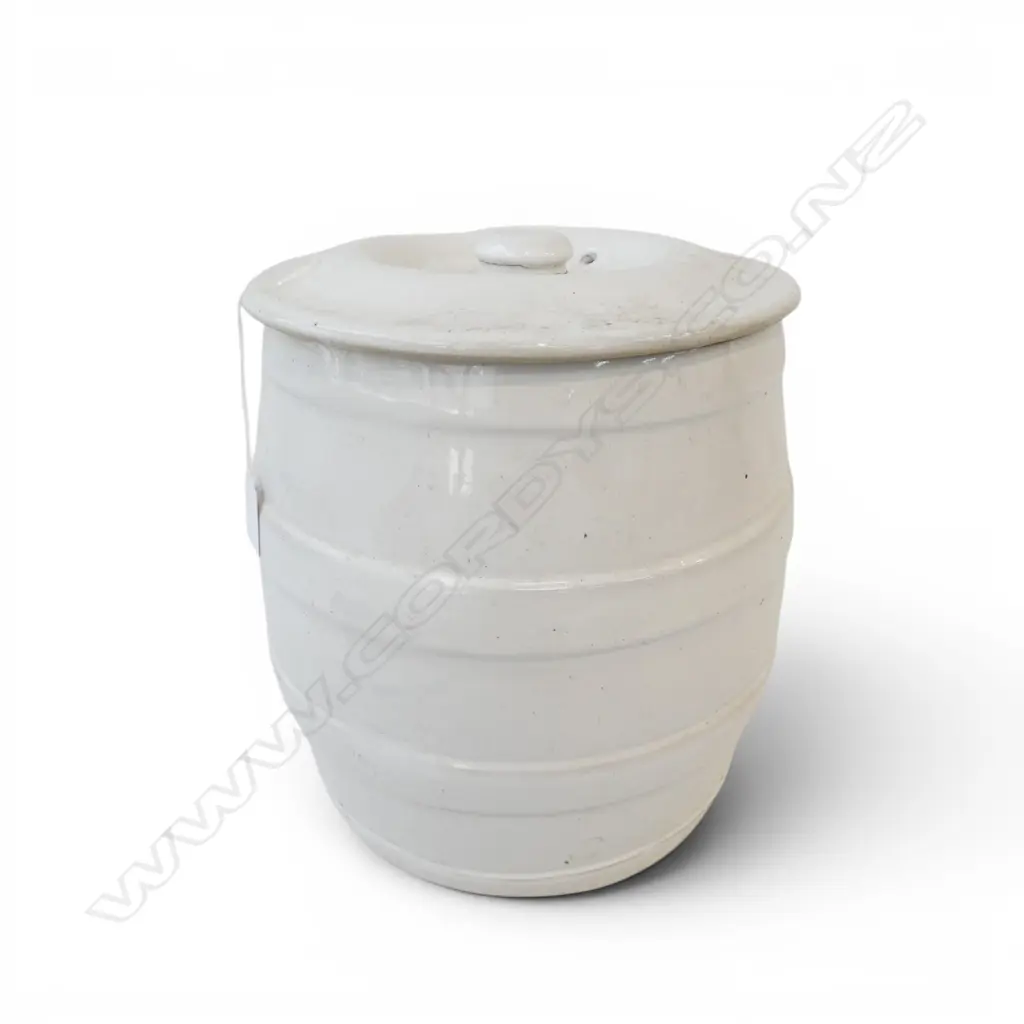 WHITE CERAMIC LIDDED CROCK H.280mm Image 1++