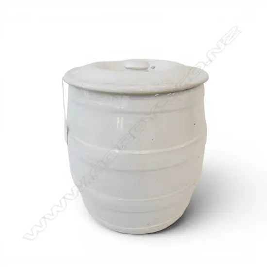 WHITE CERAMIC LIDDED CROCK H.280mm