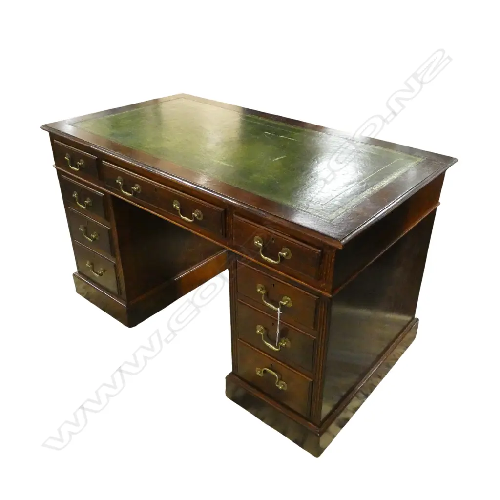 ANTIQUE OAK TWIN PEDESTAL DESK 1220x680x740mm Image 1++