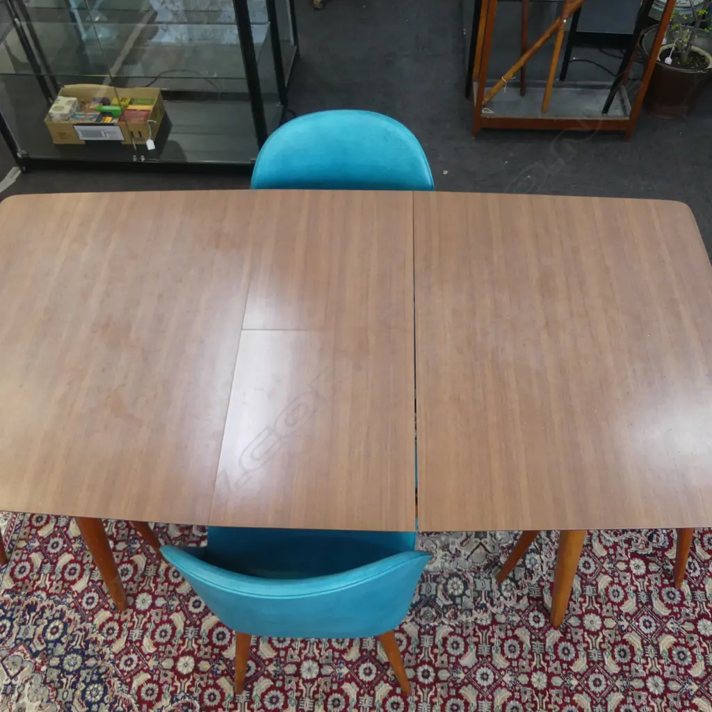 VINTAGE EXTENDING TABLE w. LEAF & 4 CHAIRS 1520x760x720mm Image 1++