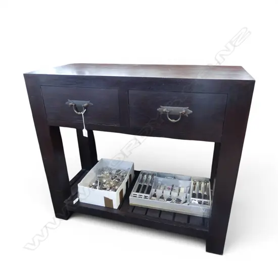 EBONISED CONSOLE / HALL TABLE w. 2 DRAWERS 900x400x800mm