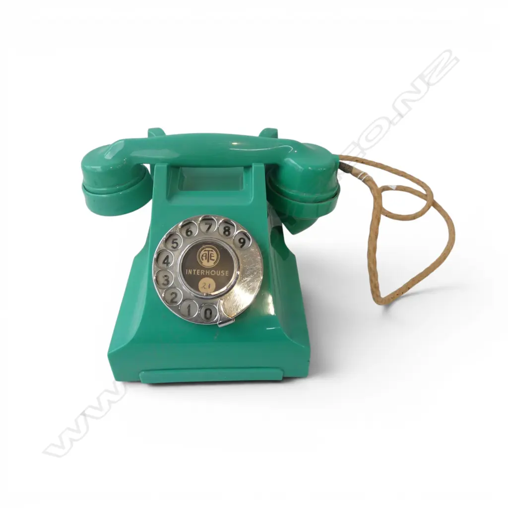 VINTAGE GREEN BAKELITE DIAL UP TELEPHONE power cable cut Image 1++