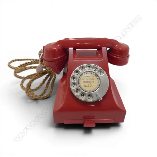 VINTAGE RED BAKELITE DIAL UP TELEPHONE 