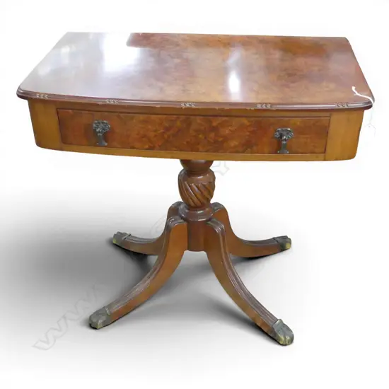 REGENCY STYLE WALNUT PEDESTAL SIDE TABLE H.670mm