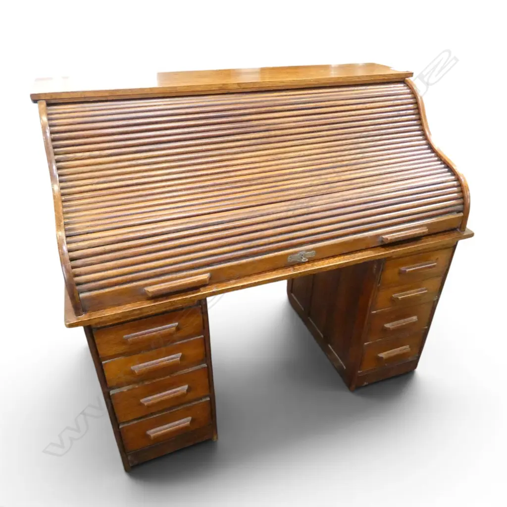 ANTIQUE OAK ROLL TOP DESK 1370x750x1210mm Image 1++