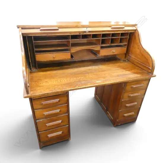 ANTIQUE OAK ROLL TOP DESK 1370x750x1210mm