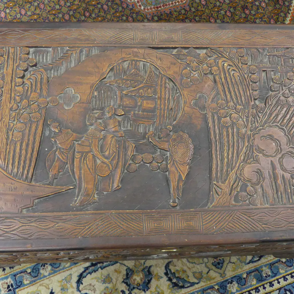 ORIENTAL CARVED CAMPHOR CHEST 1000x500x600mm Image 1++