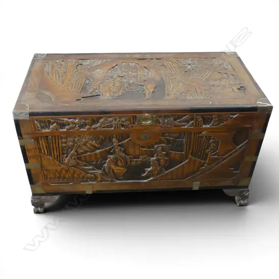 ORIENTAL CARVED CAMPHOR CHEST 1000x500x600mm