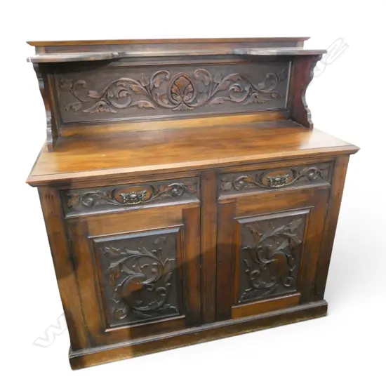 EARLY 1900s CARVED SIDEBOARD (carved by vendors G.G. grandmother at Whanganui technical college)  1370x565x1425mm