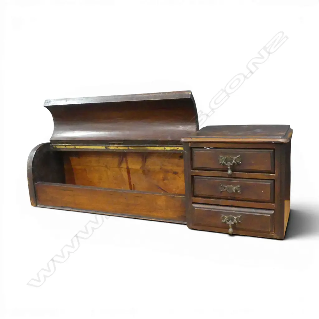 DOMED STORAGE COMPARTMENT AND AN ATTACHED THREE-DRAWER SIDE CABINET FROM A VICTORIAN DRESSING TABLE 830mm x 260mm H Image 1++