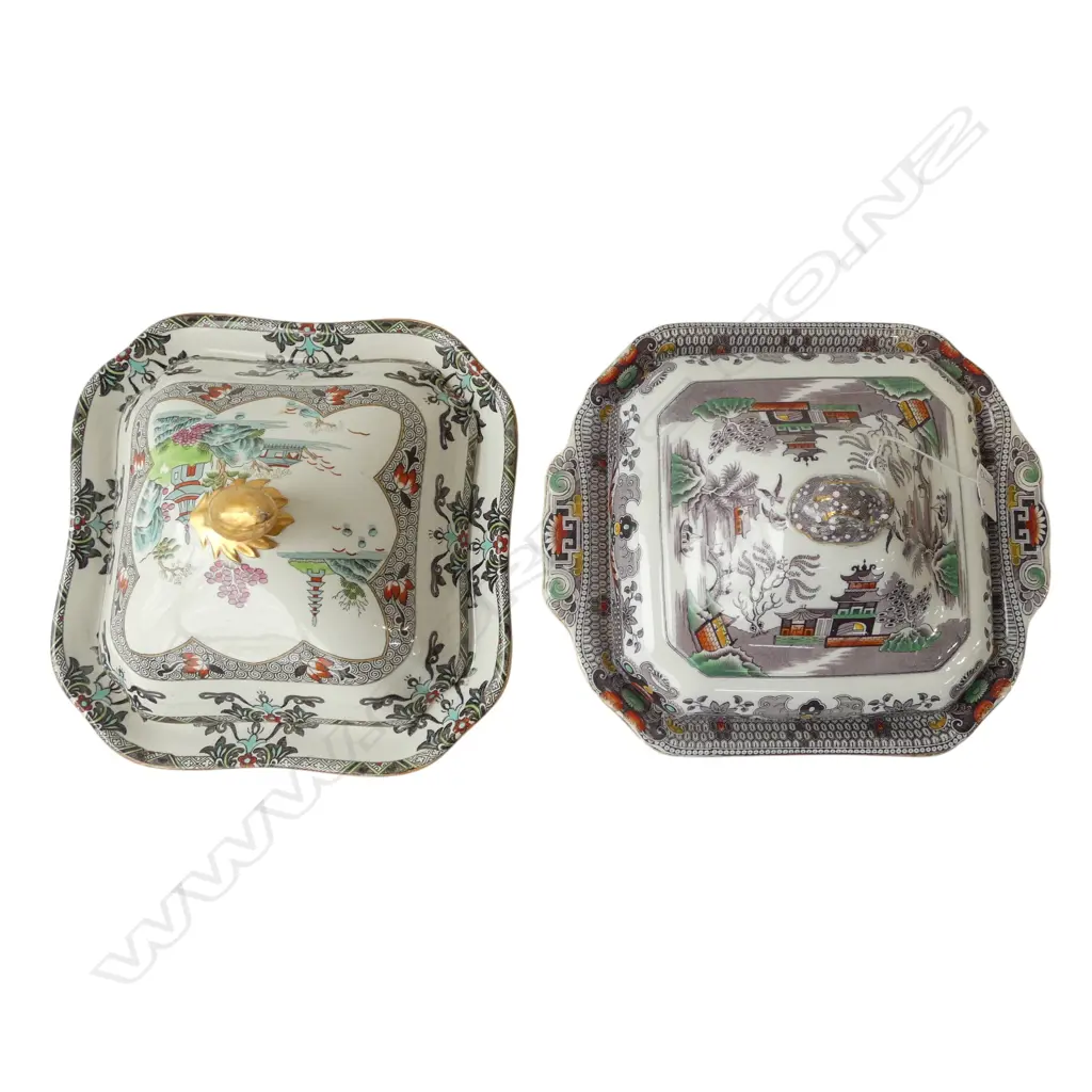 2 TUREENS; 1 SPODE LANDSCAPE PATTERN W.240mm Image 1++