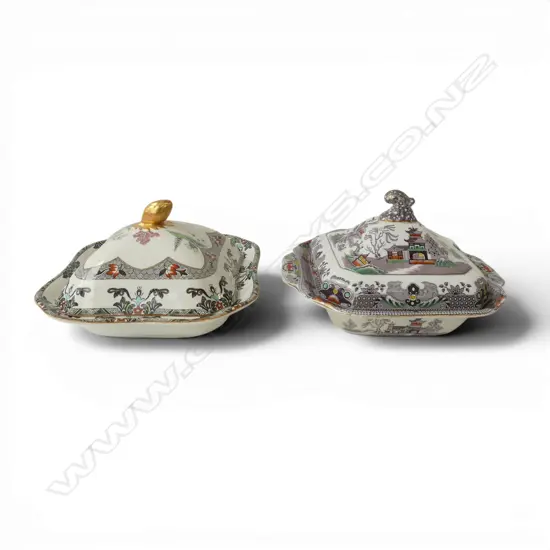 2 TUREENS; 1 SPODE LANDSCAPE PATTERN W.240mm
