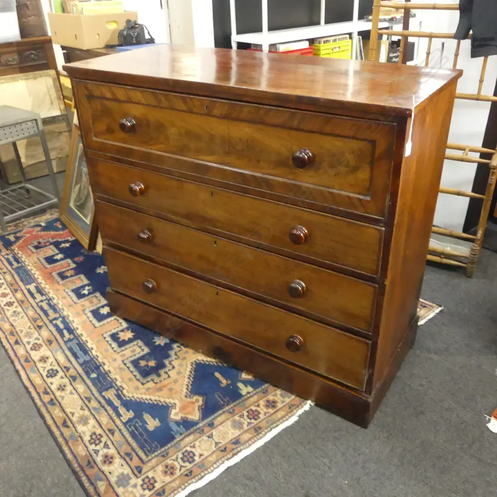 ANTIQUE MAHOGANY SECRETAIRE CHEST OF DRAWERS 1255x540x1115mm Image 1++