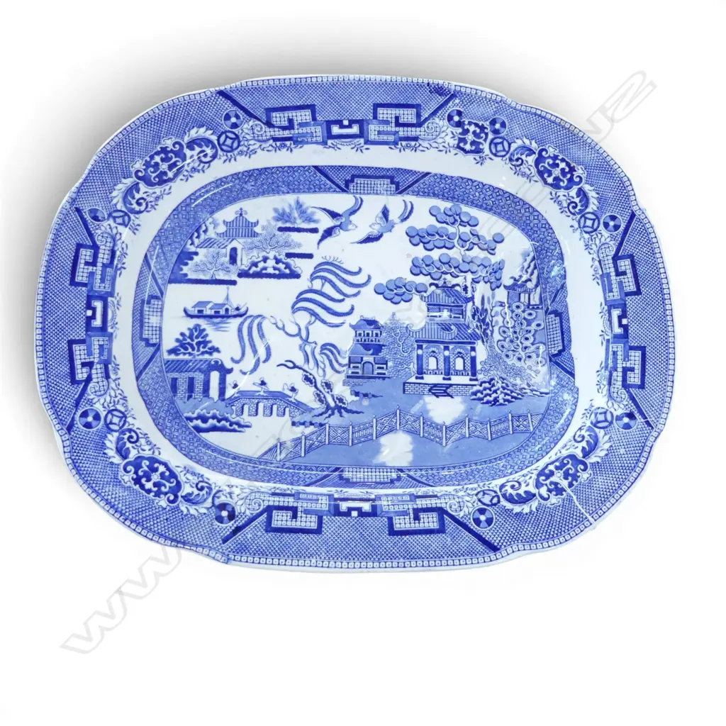 B/W WILLOW PATTERN MEAT PLATTER 410x505mm Image 1++