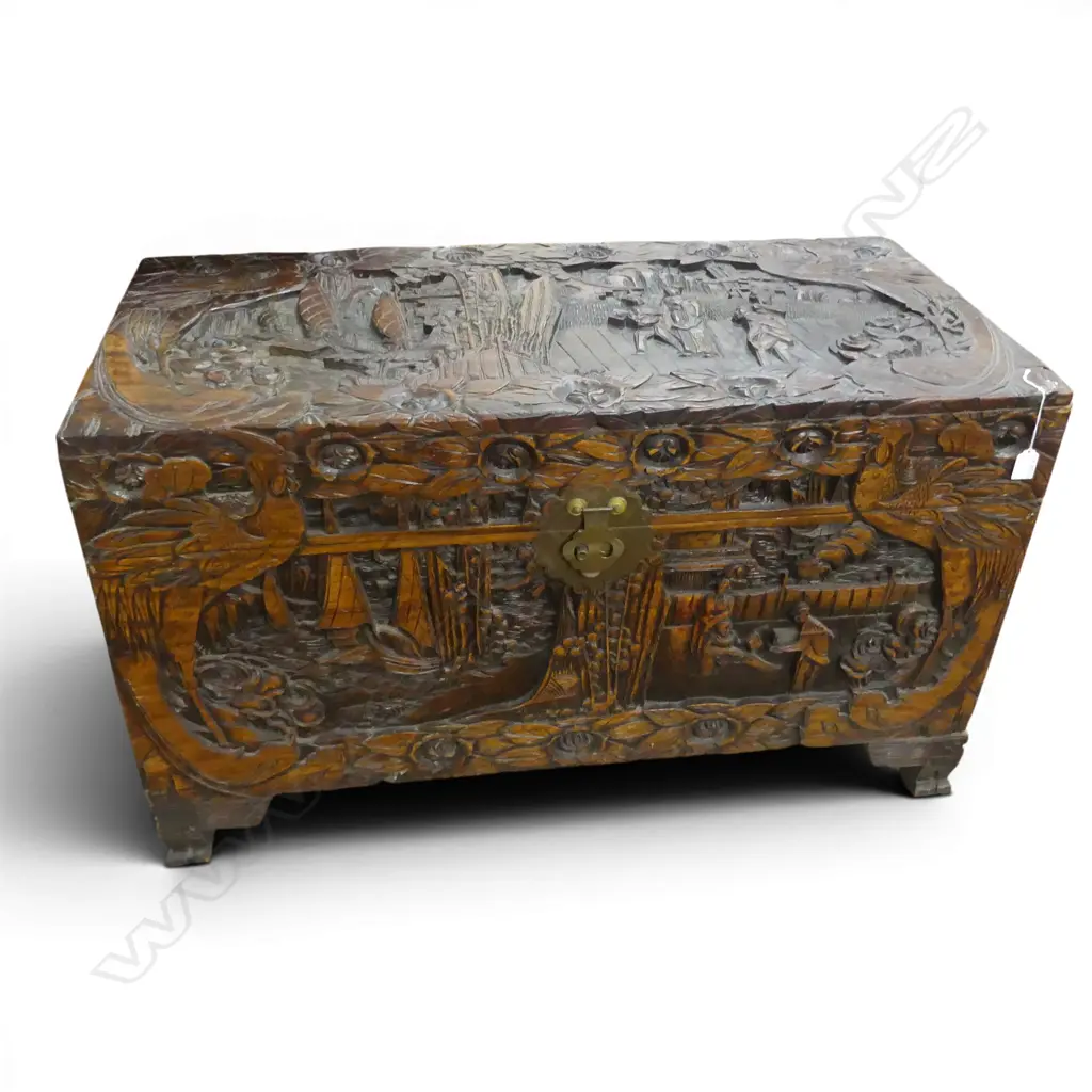 ORIENTAL CARVED CAMPHOR CHEST 1010x500x600mm Image 1++