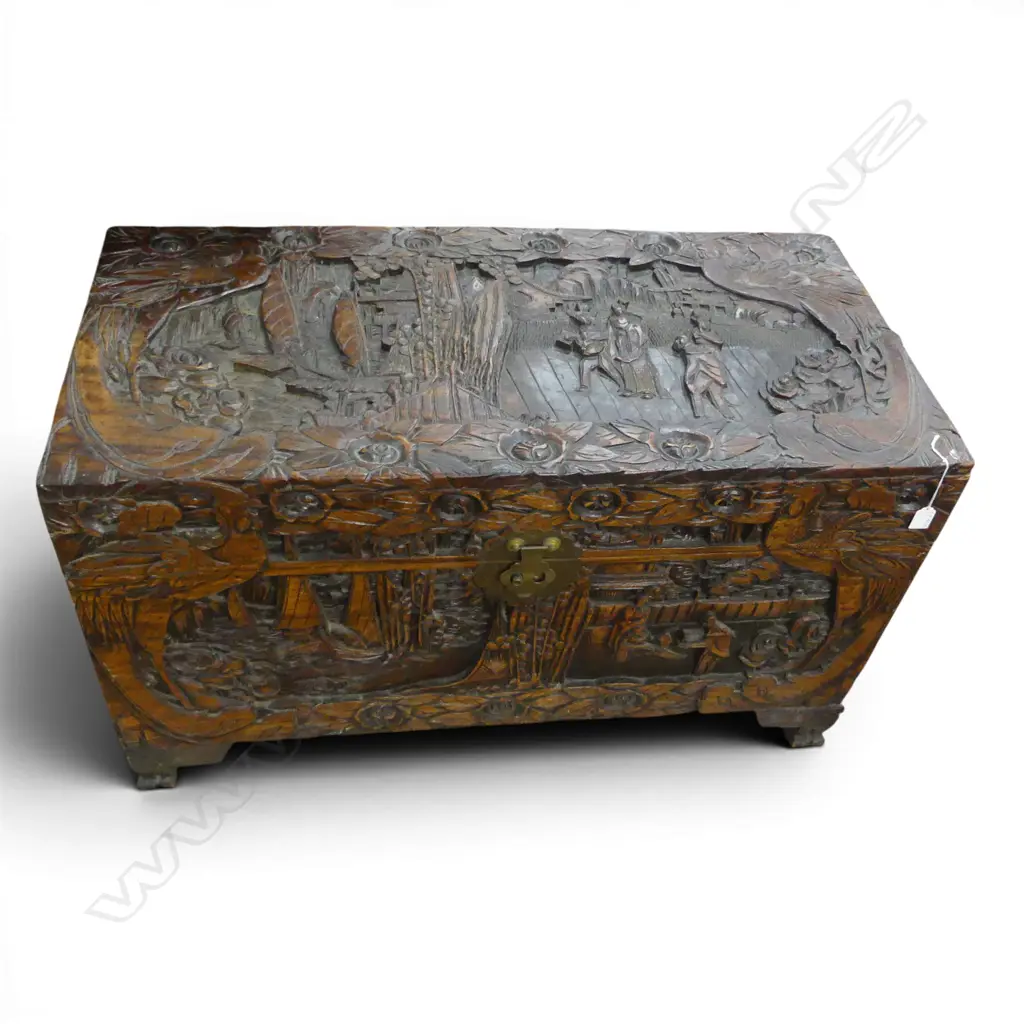 ORIENTAL CARVED CAMPHOR CHEST 1010x500x600mm Image 1++