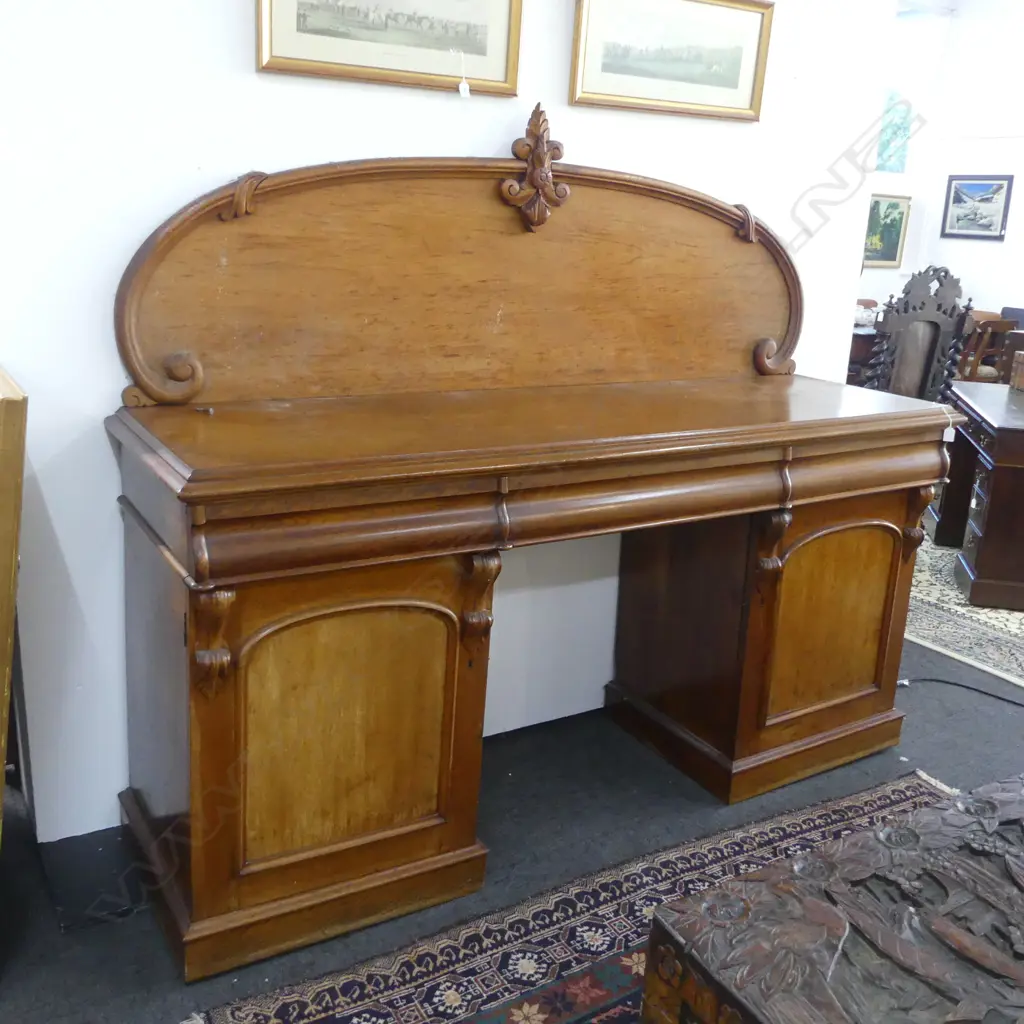 VICTORIAN MAHOGANY TWIN PEDESTAL SIDEBOARD  Image 1++