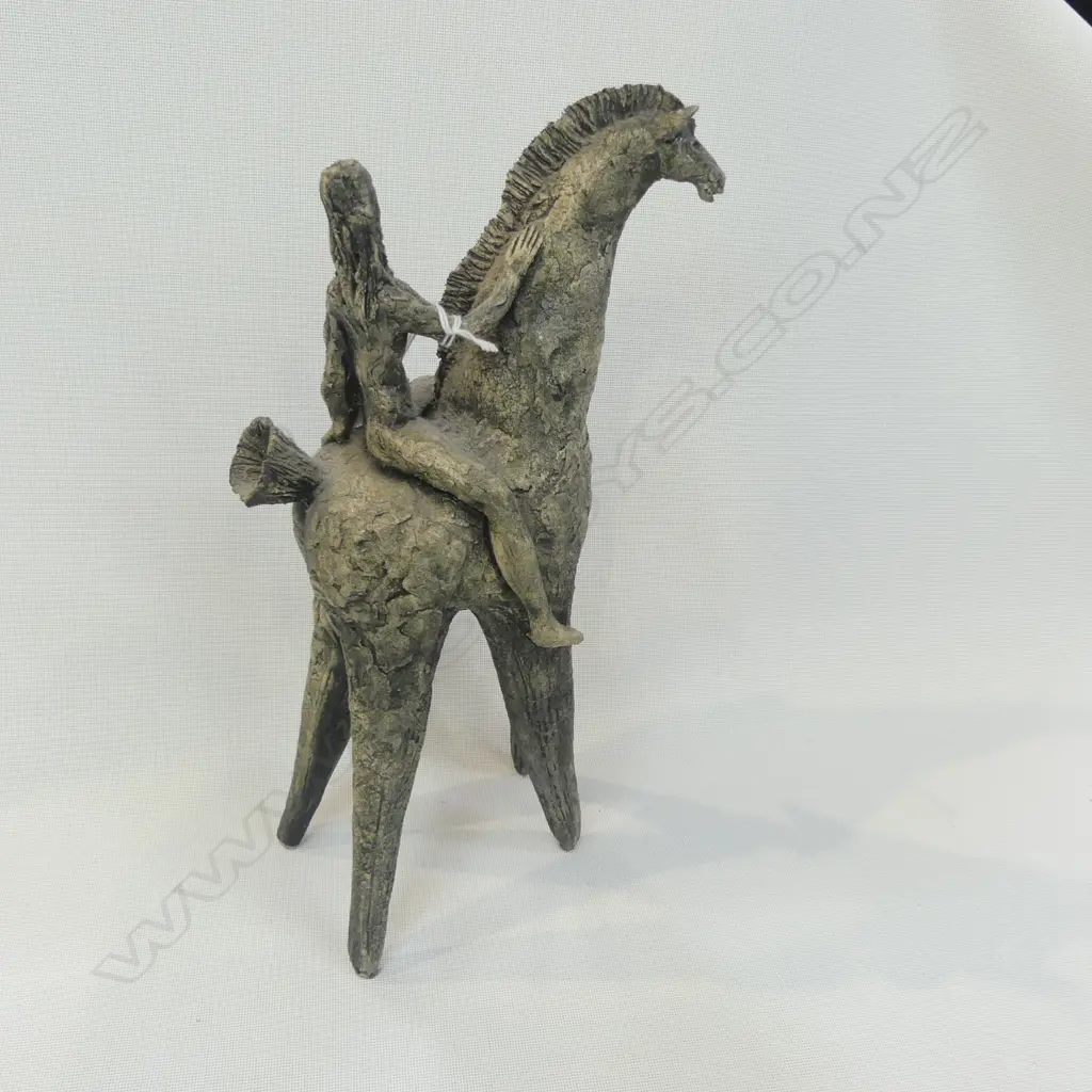 STUDIO POTTERY FIGURE ON HORSE H.310mm Image 1++