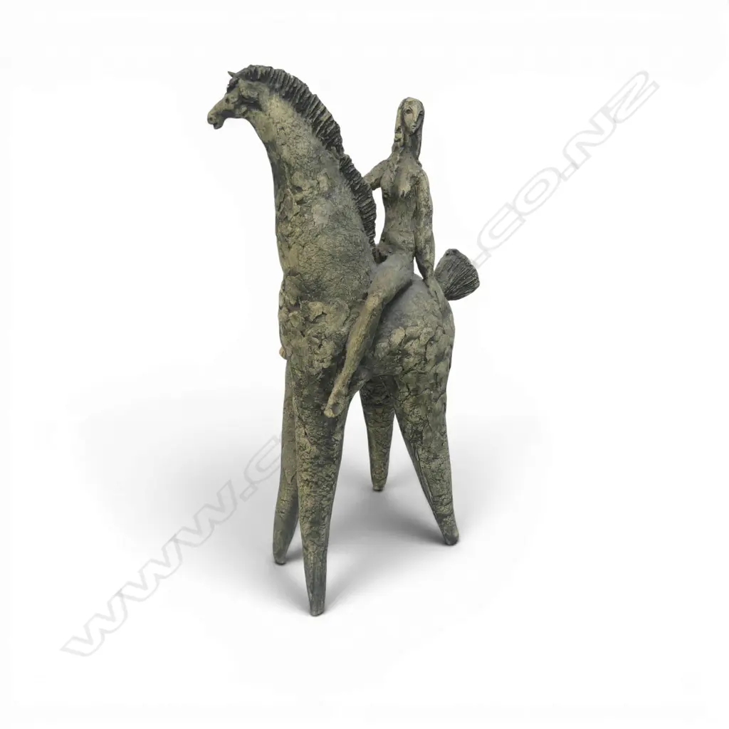 STUDIO POTTERY FIGURE ON HORSE H.310mm Image 1++