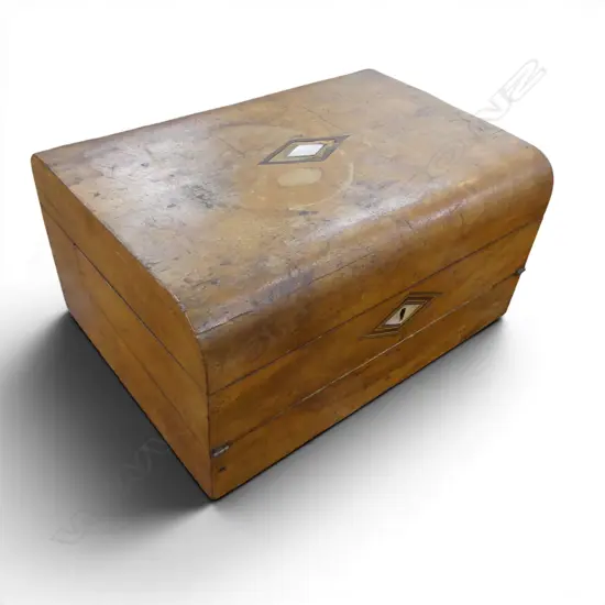 VICTORIAN WALNUT WRITING SLOPE with fold out slope. Some faults
