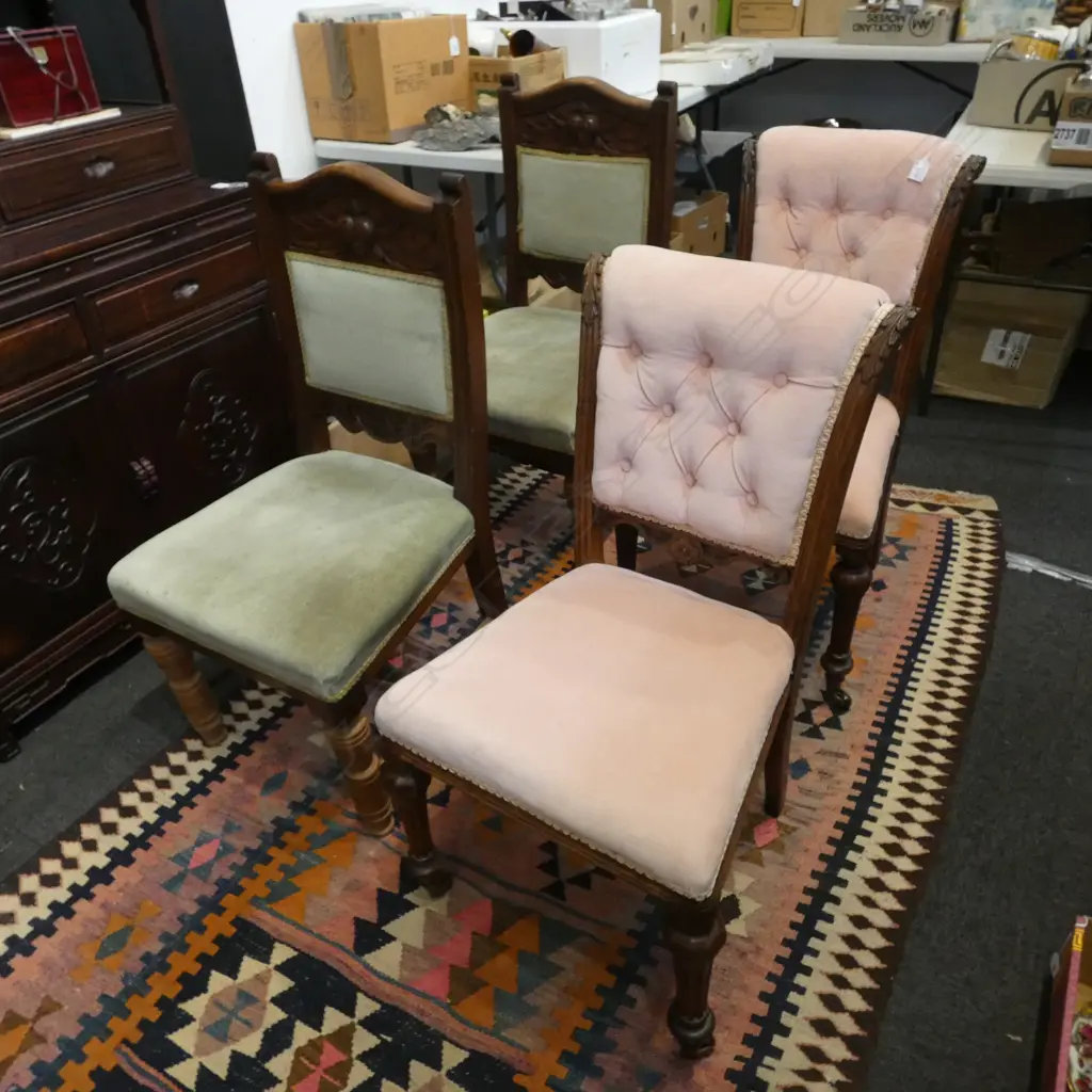 4 EDWARDIAN UPHOLSTERED CHAIRS  Image 1++