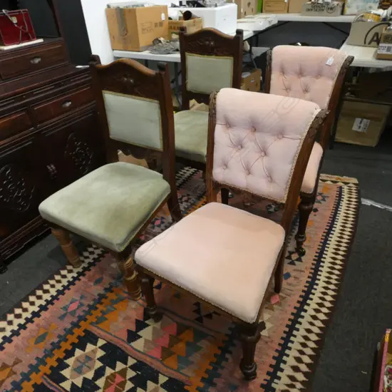 4 EDWARDIAN UPHOLSTERED CHAIRS 