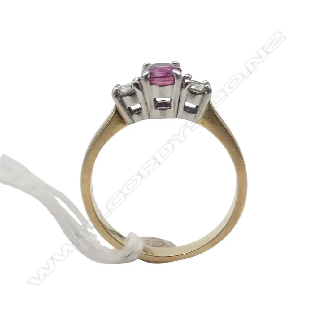 18ct GOLD & 1.04ct PINK SAPPHIRE & DIAMOND (TDW. 0.40ct) RING with valuation 2016 $5,500. 6.4gms SIZE S Image 1++