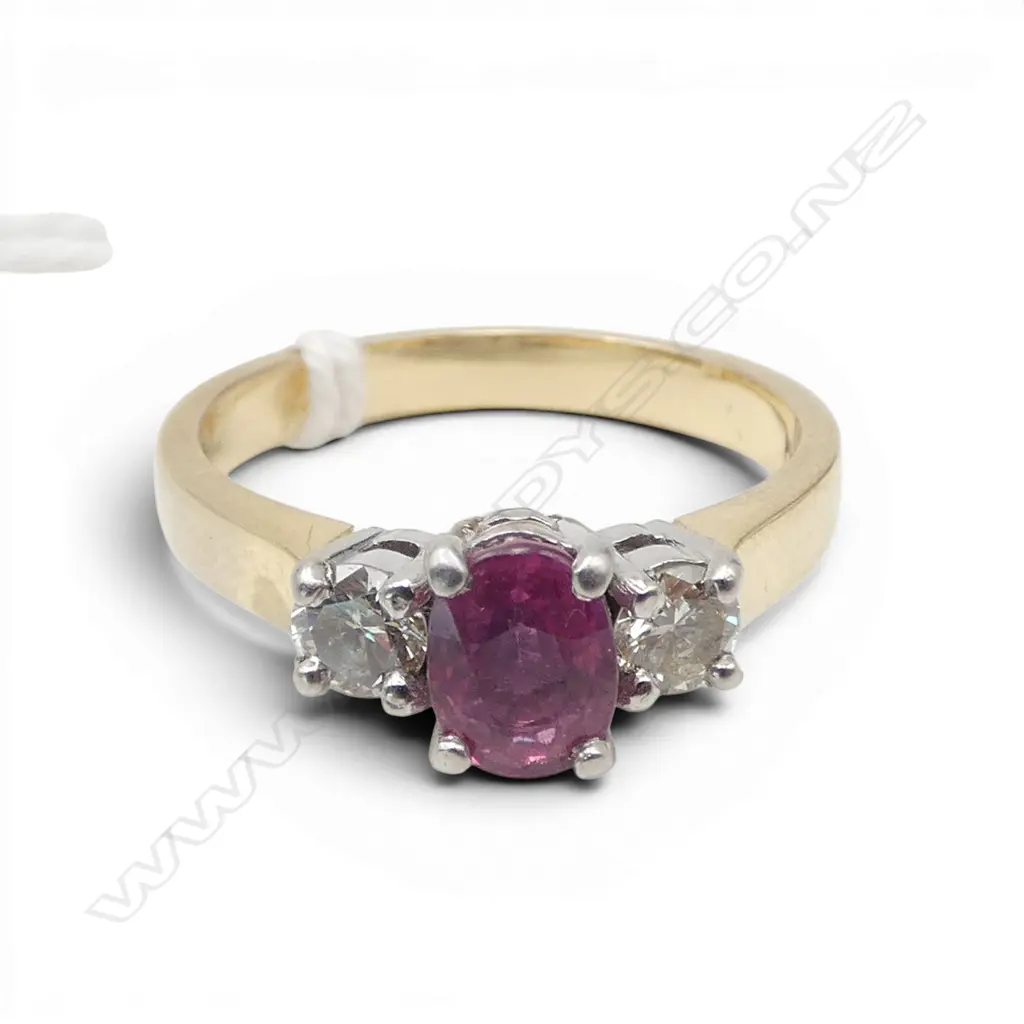 18ct GOLD & 1.04ct PINK SAPPHIRE & DIAMOND (TDW. 0.40ct) RING with valuation 2016 $5,500. 6.4gms SIZE S Image 1++