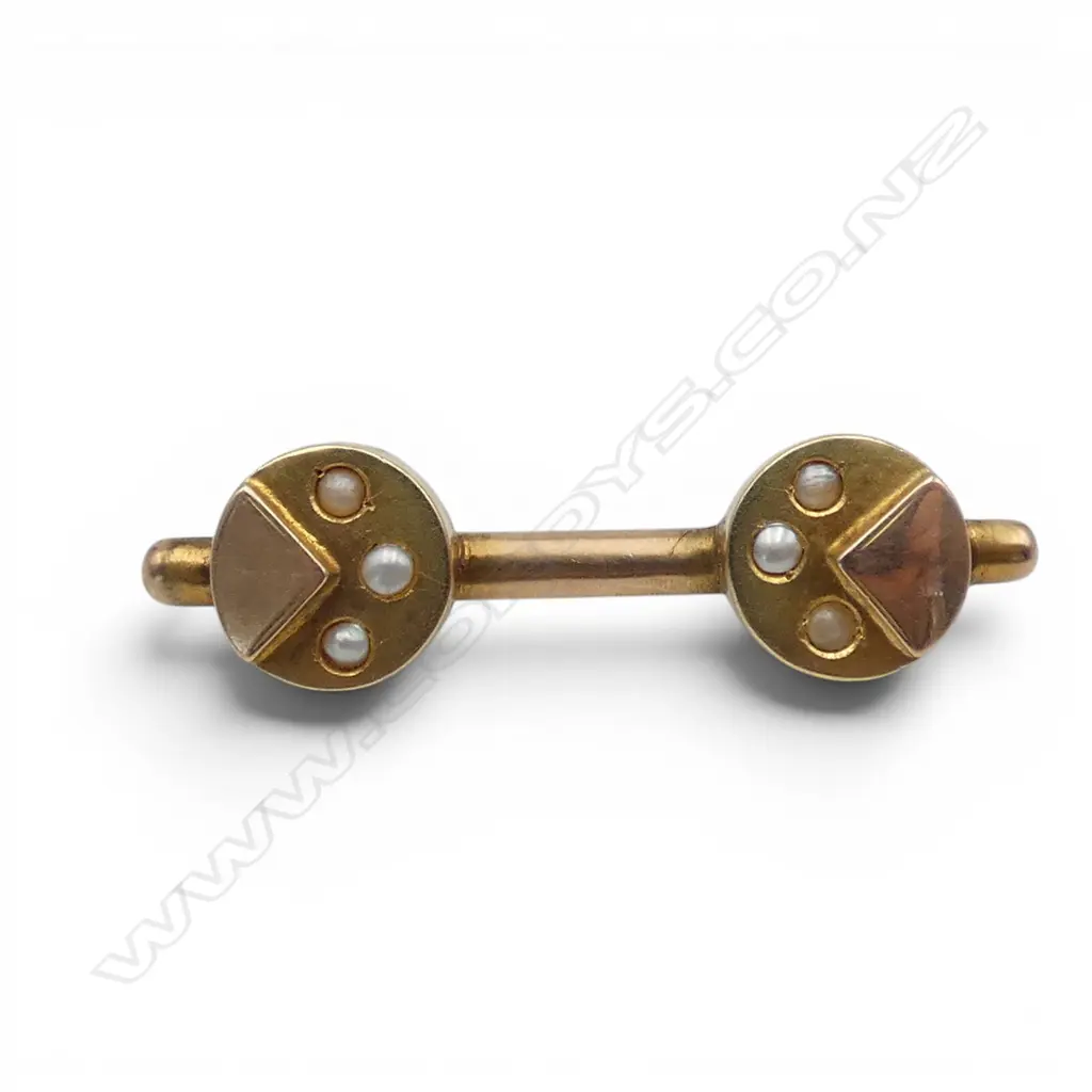 9CT SEED PEARL BROOCH W.35mm 2.7gms Image 1++
