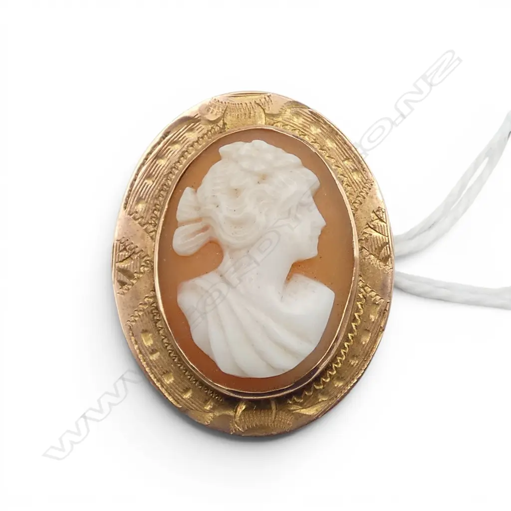 Early 20thC 9ct mounted cameo pendant brooch 3gms Image 1++