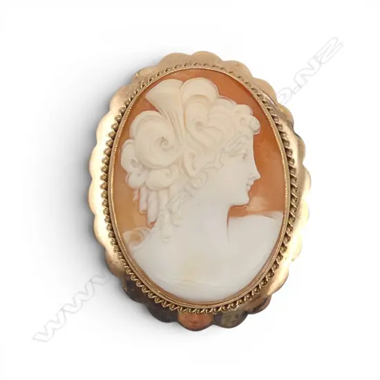 9CT CAMEO PENDANT BROOCH 50x40mm, 14gms