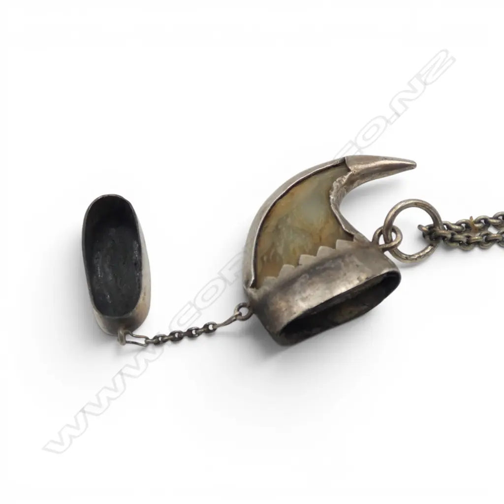 SILVER AND TIGER CLAW  HINGED PENDANT WITH CHAIN Image 1++