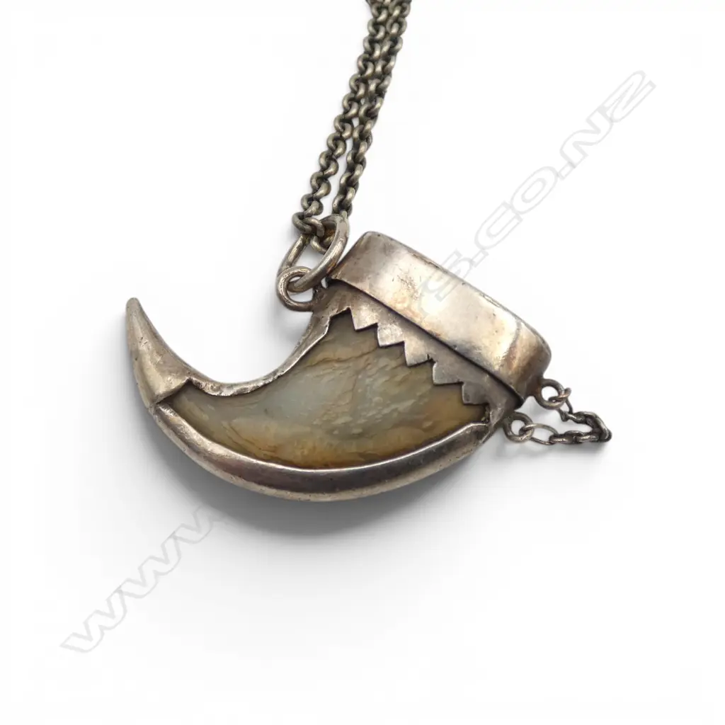SILVER AND TIGER CLAW  HINGED PENDANT WITH CHAIN Image 1++