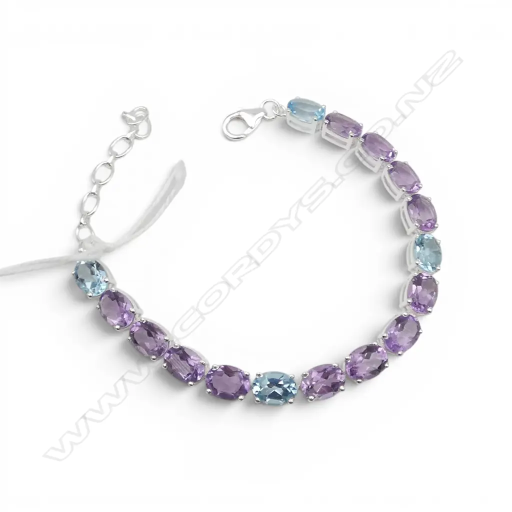 SILVER AMETHYST & BLUE TOPAZ BRACELET Image 1++