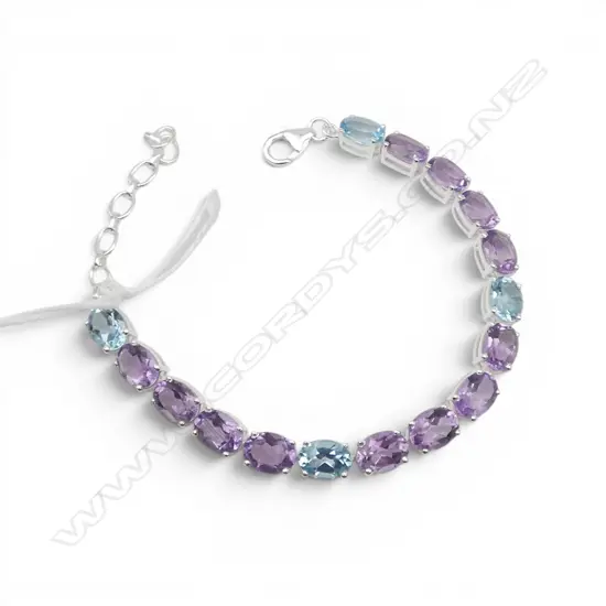 SILVER AMETHYST & BLUE TOPAZ BRACELET
