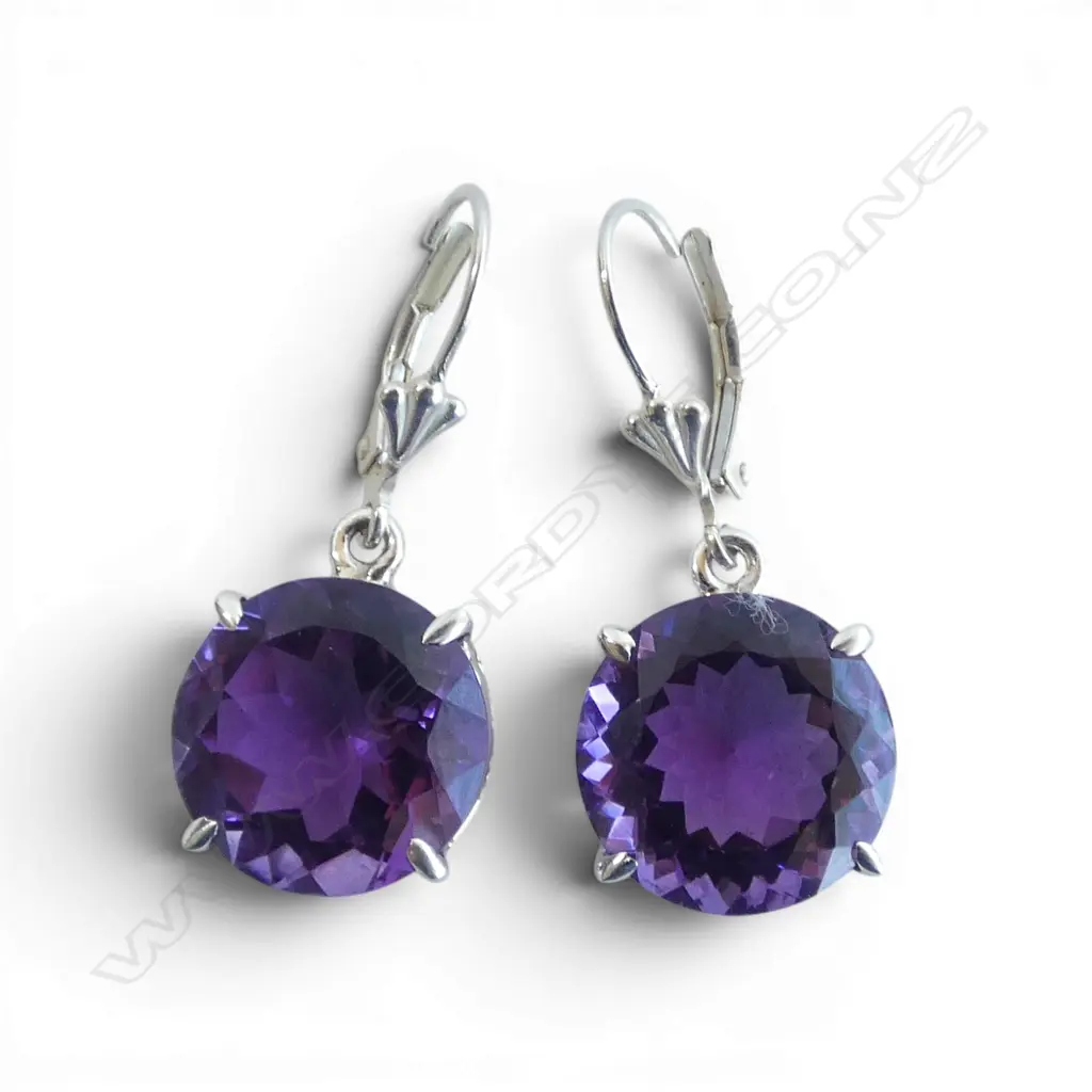 PR SILVER AMETHYST EARRINGS Image 1++