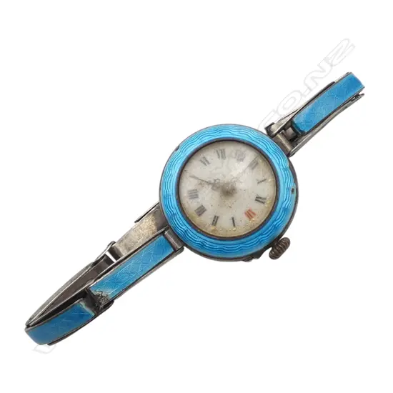 1920's/30's Swiss STG SILVER & ENAMEL ladies wrist WATCH not running some enamel faults