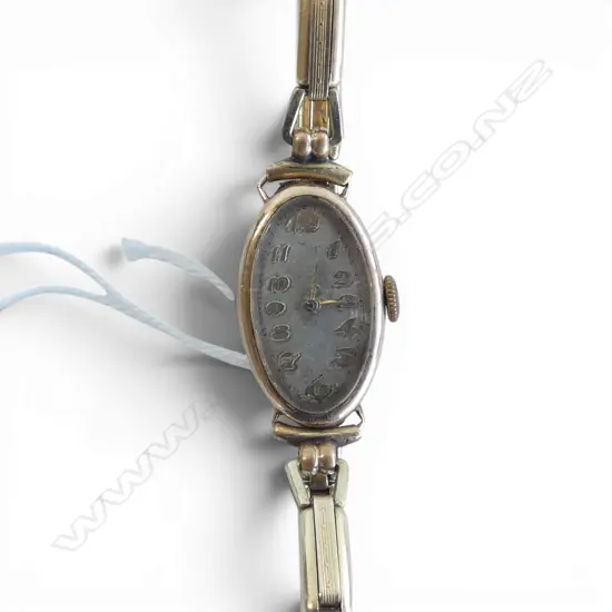 ANTIQUE 9ct WRIST WATCH (GP STRAP)