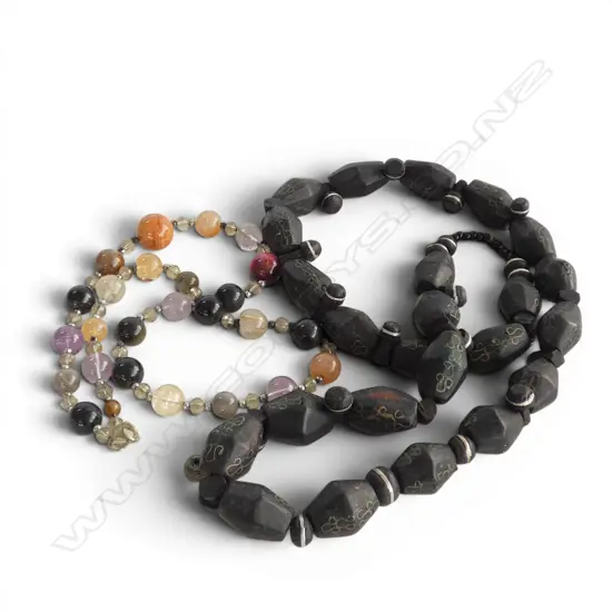 GEMSTONE BEAD NECKLACE & TRIBAL BEAD NECKLACE