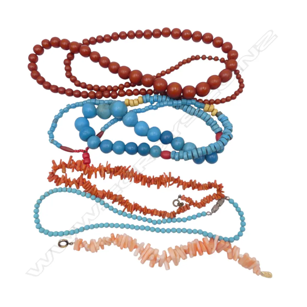 ASSTD NECKLACES INCLUDING TWO TWIG CORAL NECKLACES - SOME WITH FAULTS Image 1++