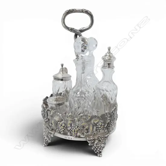 DECORATIVE SILVER PLATE CRUET SET 280mm